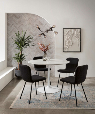 SalesFever Tisch Weiß rund Ø 110 cm, Tischplatte foliert in Marmoroptik