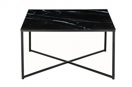 SalesFever Couchtisch 80x80x45 cm, Foliert in Marmoroptik Schwarz, Gestell Schwarz