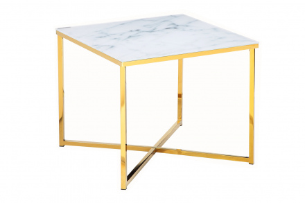 SalesFever Beistelltisch »Dalia« 50 x 50 cm Marmoroptik gold & weiß | 394793