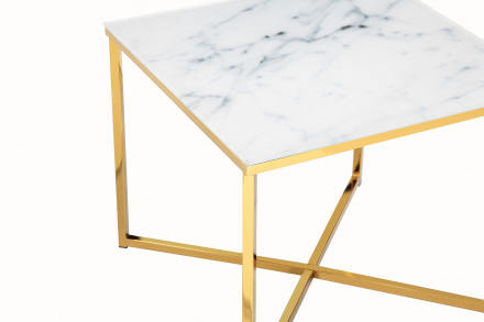 SalesFever Beistelltisch »Dalia« 50 x 50 cm Marmoroptik gold & weiß | 394793