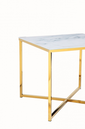 SalesFever Beistelltisch »Dalia« 50 x 50 cm Marmoroptik gold & weiß | 394793