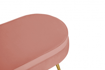 SalesFever Sitzpouf oval aus Samt Rose, Beine Chrom goldfarben, mit hohem Sitzkissen