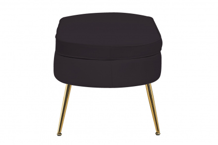 SalesFever Sitzpouf oval aus Samt Schwarz, Beine Chrom goldfarben, mit hohem Sitzkissen