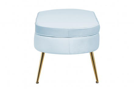 SalesFever Sitzpouf oval aus Samt Hellgrau, Beine Chrom goldfarben, mit hohem Sitzkissen