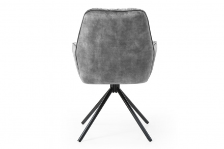 SalesFever Armlehnstuhl mit 360° Drehfunktion, Grau, Vintage-Samtvelours, Beine Metall Schwarz pulverbeschichtet