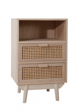 SalesFever Kommode 42x36 cm Rattangeflecht, 2 Schubladen, 1 offenes Fach
