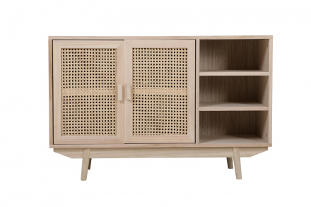 SalesFever Sideboard 100x36 cm Rattangeflecht, 2 Türen, 3 offene Fächer