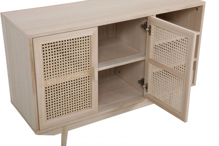 SalesFever Sideboard 100x36 cm Rattangeflecht, 2 Türen, 3 offene Fächer