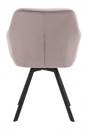 SalesFever Armlehnstuhl mit 360° Drehfunktion Rose, Samtbezug, Beine Metall Schwarz pulverbeschichtet