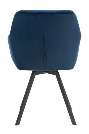 SalesFever Armlehnstuhl mit 360° Drehfunktion Blau, Samtbezug, Beine Metall Schwarz pulverbeschichtet