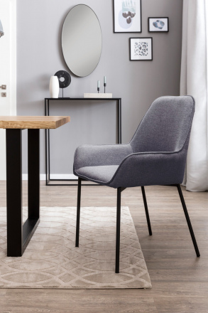 SalesFever Essgruppe 5 tlg. 180x100 cm, Esstisch Akazie, Esszimmerstuhl Dunkelgrau besteht aus 1x394984+2x391983
