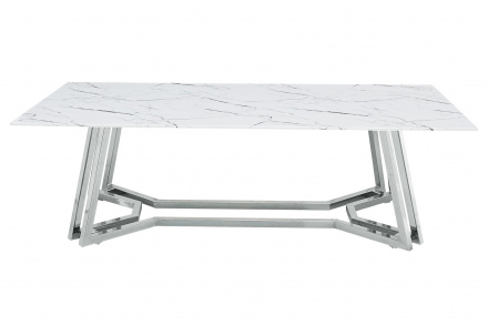 SalesFever Couchtisch 110x60 cm, Tischplatte in Marmoroptik, Gestell Chrom