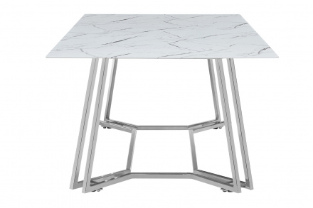 SalesFever Couchtisch 110x60 cm, Tischplatte in Marmoroptik, Gestell Chrom