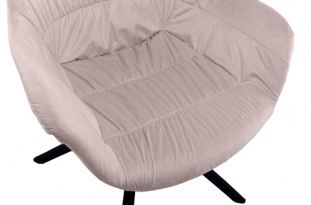 SalesFever Armlehnstuhl mit Wabensteppung Samt Rose, 360° Drehgestell Metall Schwarz pulverbeschichtet