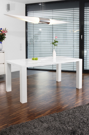 SalesFever Esstisch 120x80x76 cm weiß, hochglanz lackiert, Tischplatte 45 mm