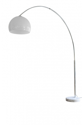 SalesFever Bogenlampe 230 cm weiß Kunststoff, Dimmschalter, Ø Lampenschirm 40 cm, echter Marmorfuß