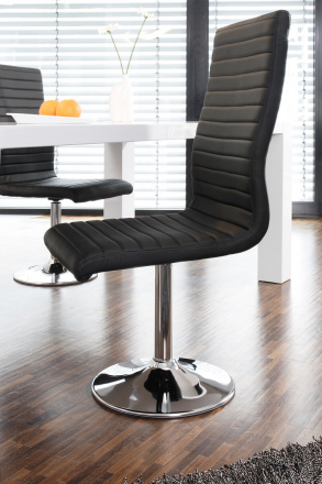 SalesFever Esszimmerstuhl schwarz Kunstleder-Optik 4er Set, 360° drehbar, verchromtes Metall