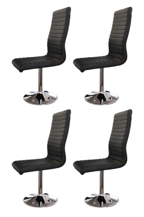 SalesFever Esszimmerstuhl schwarz Kunstleder-Optik 4er Set, 360° drehbar, verchromtes Metall