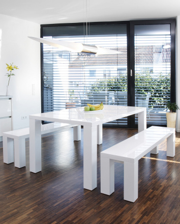 SalesFever Esstisch 140x90x76 cm weiß, hochglanz lackiert, Tischplatte 45 mm