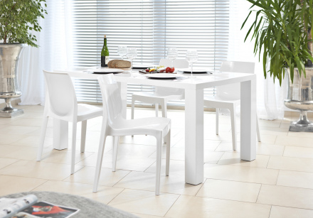 SalesFever Esstisch 140x90x76 cm weiß, hochglanz lackiert, Tischplatte 45 mm