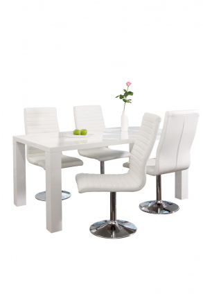 SalesFever Esstisch 140x90x76 cm weiß, hochglanz lackiert, Tischplatte 45 mm