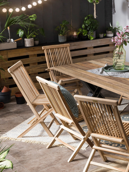 Möbilia Gartensessel, 2er-Set, Teak aus Teakholz , in der Farbe natur 11020005