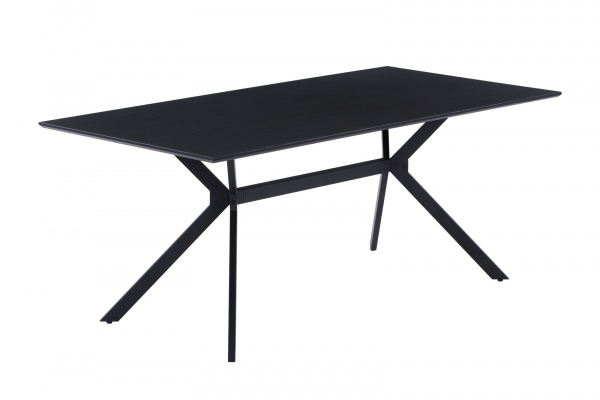 Möbilia Tisch 180x90 cm aus MDF mit Dekor, Gestell Metall , in der Farbe Platte dunkelgrau, Gestell schwarz 12020038
