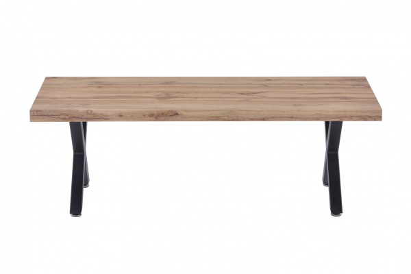 Möbilia Couchtisch 120x60x40 cm aus MDF mit Dekor Wildeiche, Gestell Metall , in der Farbe Platte natur, Gestell schwarz 12020061