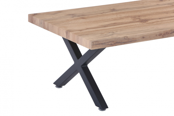 Möbilia Couchtisch 120x60x40 cm aus MDF mit Dekor Wildeiche, Gestell Metall , in der Farbe Platte natur, Gestell schwarz 12020061