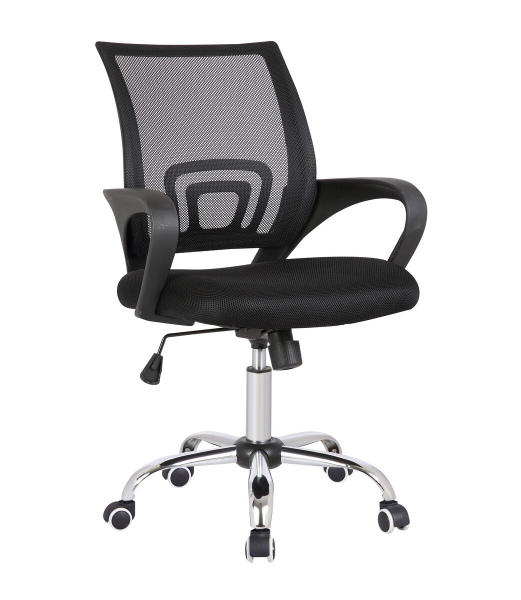 Möbilia Bürostuhl, schwarz/grau aus Metall verchromt, Kunstleder-Optik + Mesh , in der Farbe schwarz/grau, silber 14020002
