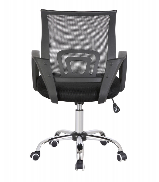 Möbilia Bürostuhl, schwarz/grau aus Metall verchromt, Kunstleder-Optik + Mesh , in der Farbe schwarz/grau, silber 14020002