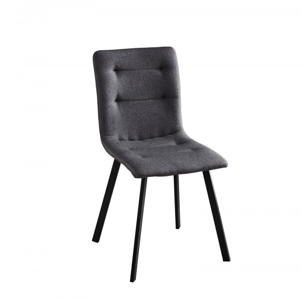 Möbilia Stuhl, 2er-Set aus Bezug Stoff, Beine Stahl , in der Farbe Bezug dunkelgrau, Beine schwarz pulverbeschichtet 18020003
