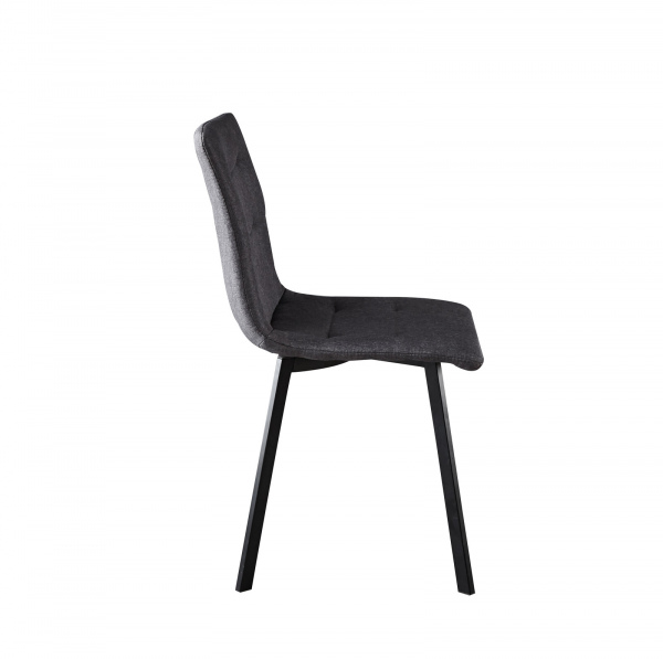 Möbilia Stuhl, 2er-Set aus Bezug Stoff, Beine Stahl , in der Farbe Bezug dunkelgrau, Beine schwarz pulverbeschichtet 18020003