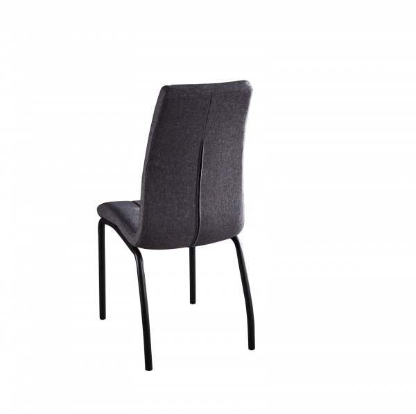 Möbilia Stuhl, 2er-Set aus Bezug Stoff, Beine Stahl , in der Farbe Bezug dunkelgrau, Beine schwarz pulverbeschichtet 18020005