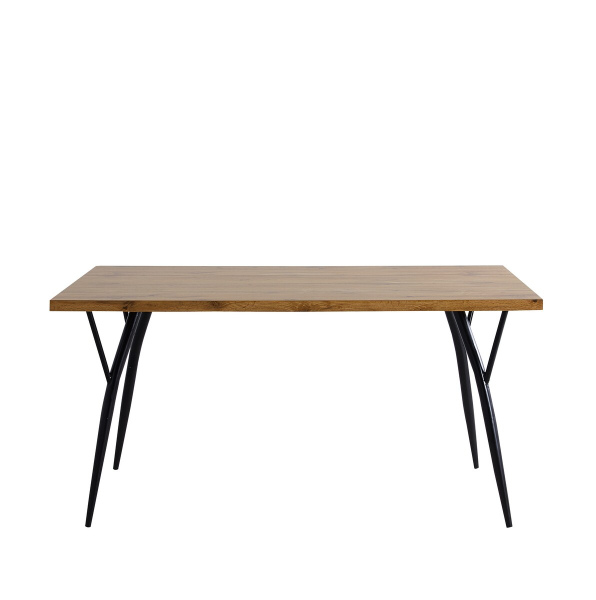 Möbilia Tisch 150x90 cm aus MDF mit Eiche-Dekor, Beine Metall , in der Farbe naturfarben, Beine schwarz 18020006