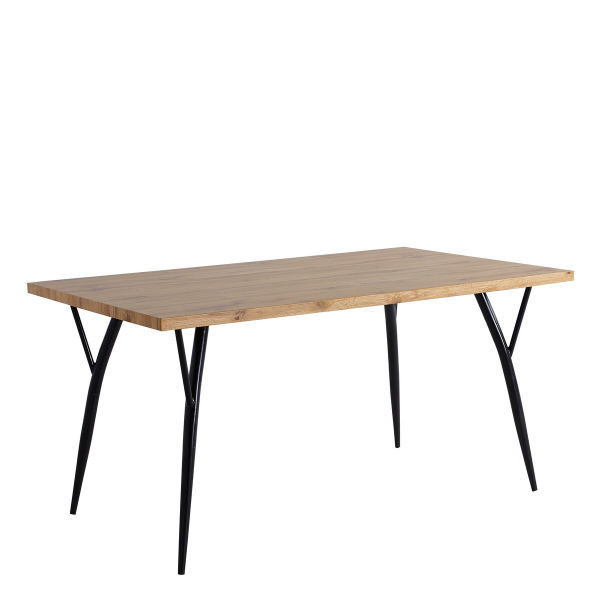 Möbilia Tisch 150x90 cm aus MDF mit Eiche-Dekor, Beine Metall , in der Farbe naturfarben, Beine schwarz 18020006