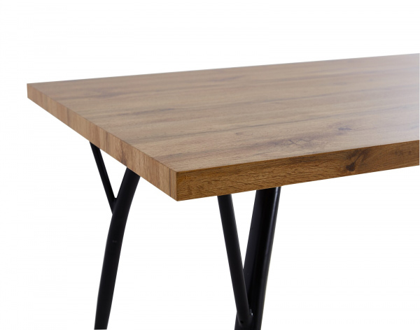 Möbilia Tisch 150x90 cm aus MDF mit Eiche-Dekor, Beine Metall , in der Farbe naturfarben, Beine schwarz 18020006