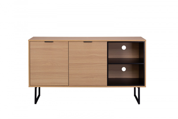 Möbilia Sideboard aus MDF mit Eiche-Dekor, Beine Metall , in der Farbe natur, schwarz 20020021