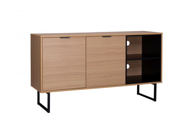 Möbilia Sideboard aus MDF mit Eiche-Dekor, Beine Metall , in der Farbe natur, schwarz 20020021