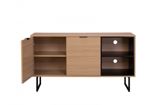 Möbilia Sideboard aus MDF mit Eiche-Dekor, Beine Metall , in der Farbe natur, schwarz 20020021