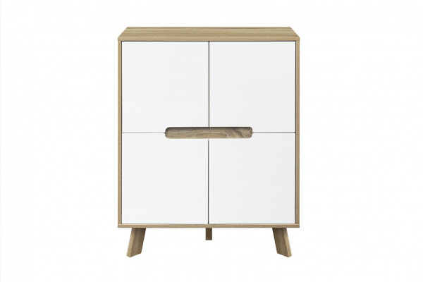 Möbilia Kommode aus Spanplatte melaminbeschichtet, Schubladen MDF lackiert, Beine MDF , in der Farbe natur, weiß 27020001
