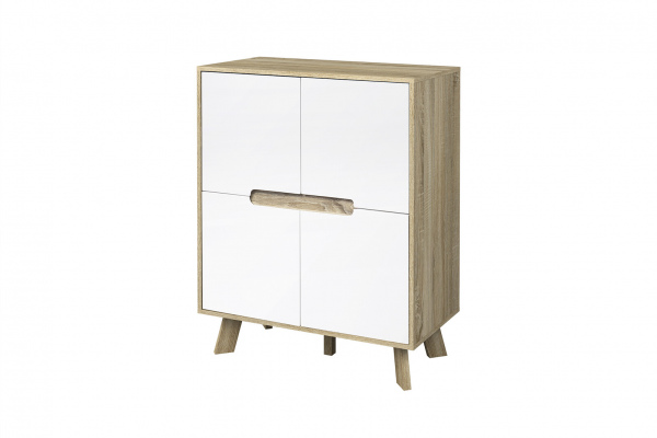 Möbilia Kommode aus Spanplatte melaminbeschichtet, Schubladen MDF lackiert, Beine MDF , in der Farbe natur, weiß 27020001