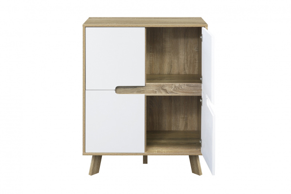 Möbilia Kommode aus Spanplatte melaminbeschichtet, Schubladen MDF lackiert, Beine MDF , in der Farbe natur, weiß 27020001