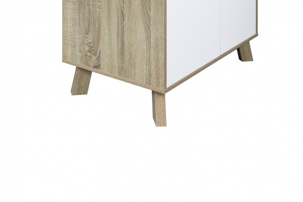 Möbilia Kommode aus Spanplatte melaminbeschichtet, Schubladen MDF lackiert, Beine MDF , in der Farbe natur, weiß 27020001
