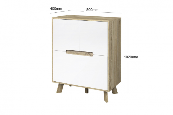Möbilia Kommode aus Spanplatte melaminbeschichtet, Schubladen MDF lackiert, Beine MDF , in der Farbe natur, weiß 27020001