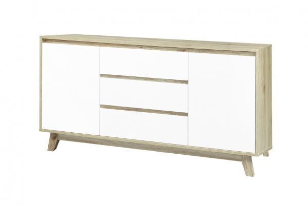 Möbilia Sideboard aus Spanplatte laminiert, Schubladen melaminbeschichtet, Beine MDF , in der Farbe natur, weiß 27020004