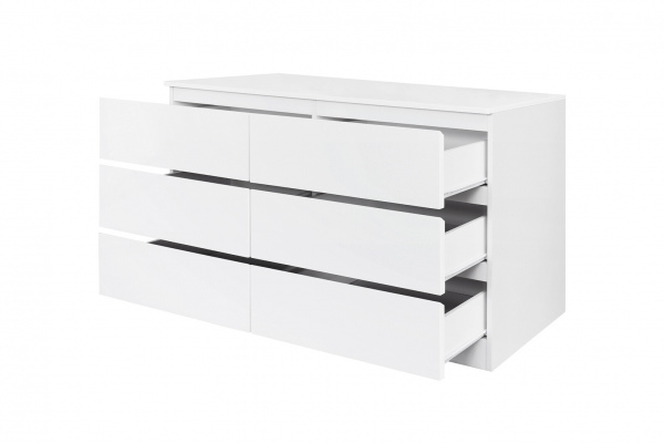 Möbilia Sideboard aus Spanplatte melaminbeschichtet, Schubladen + Deckplatte MDF lackiert , in der Farbe weiß Hochglanz 27020007