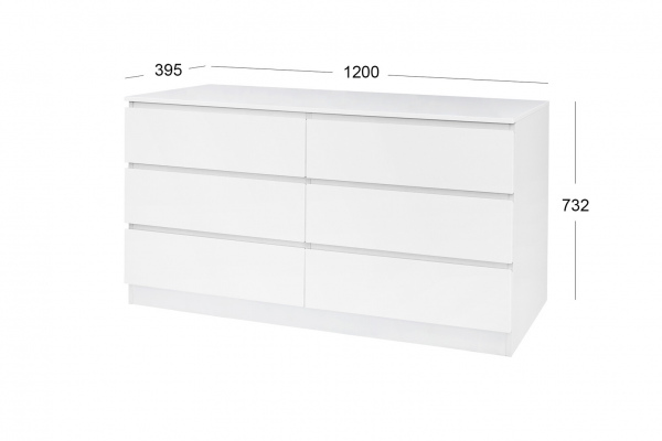 Möbilia Sideboard aus Spanplatte melaminbeschichtet, Schubladen + Deckplatte MDF lackiert , in der Farbe weiß Hochglanz 27020007