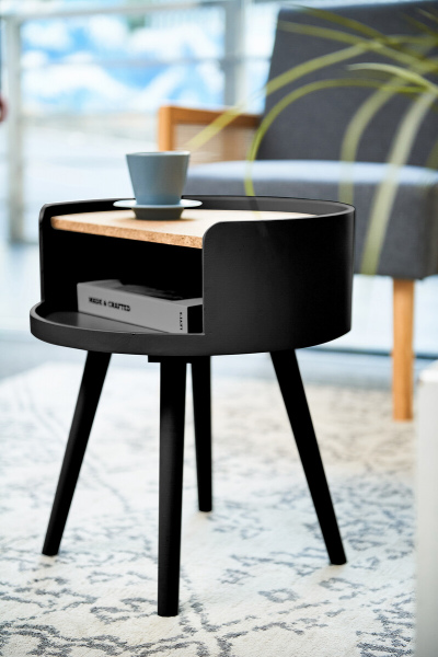 Möbilia Beistelltisch aus MDF mit Kork, Pinie , in der Farbe natur, schwarz 28020048