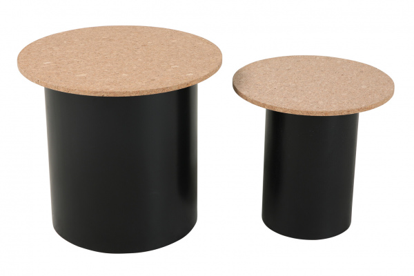 Möbilia Beistelltisch, 2er Set aus MDF mit Kork, Pinie , in der Farbe natur, schwarz 28020049